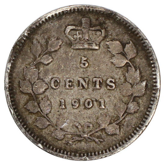 1901 Canada 5-cents VG-F (VG10) Scratched, marks, or impaired