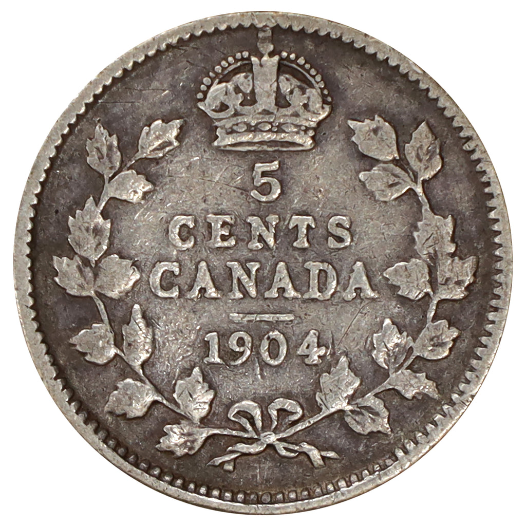 1904 Canada 5-cents Very Good (VG8) Scratched, marks, or impaired