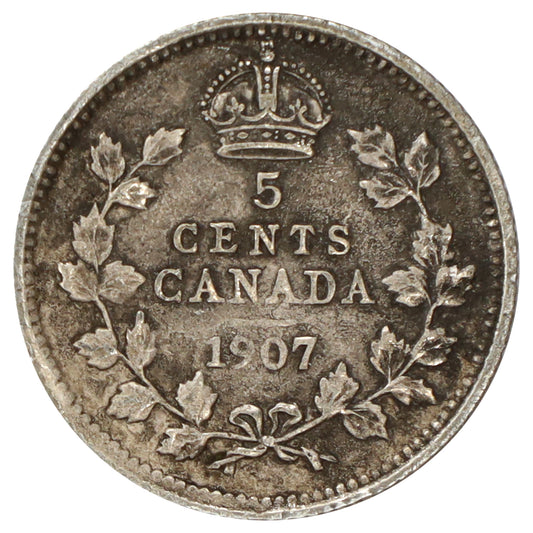 1907 Canada 5-cents VF-EF (VF30) Scratched, marks, or impaired