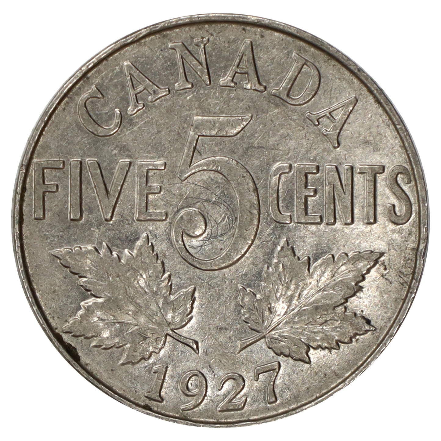 1927 Canada 5-cents F-VF (F15) Scratched, marks, or impaired