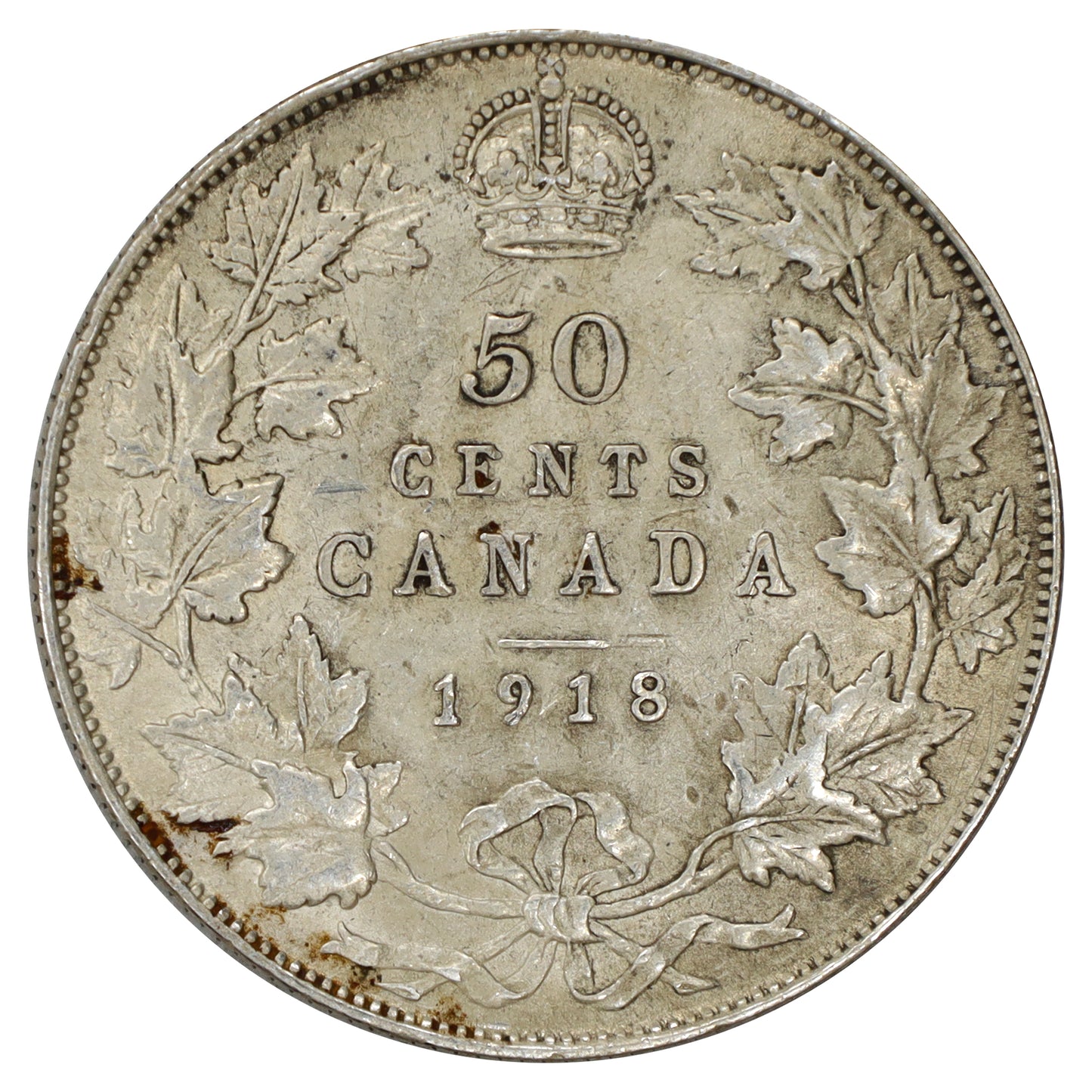 1918 Canada 50-cents VF-EF (VF30) Scratched, marks, or impaired