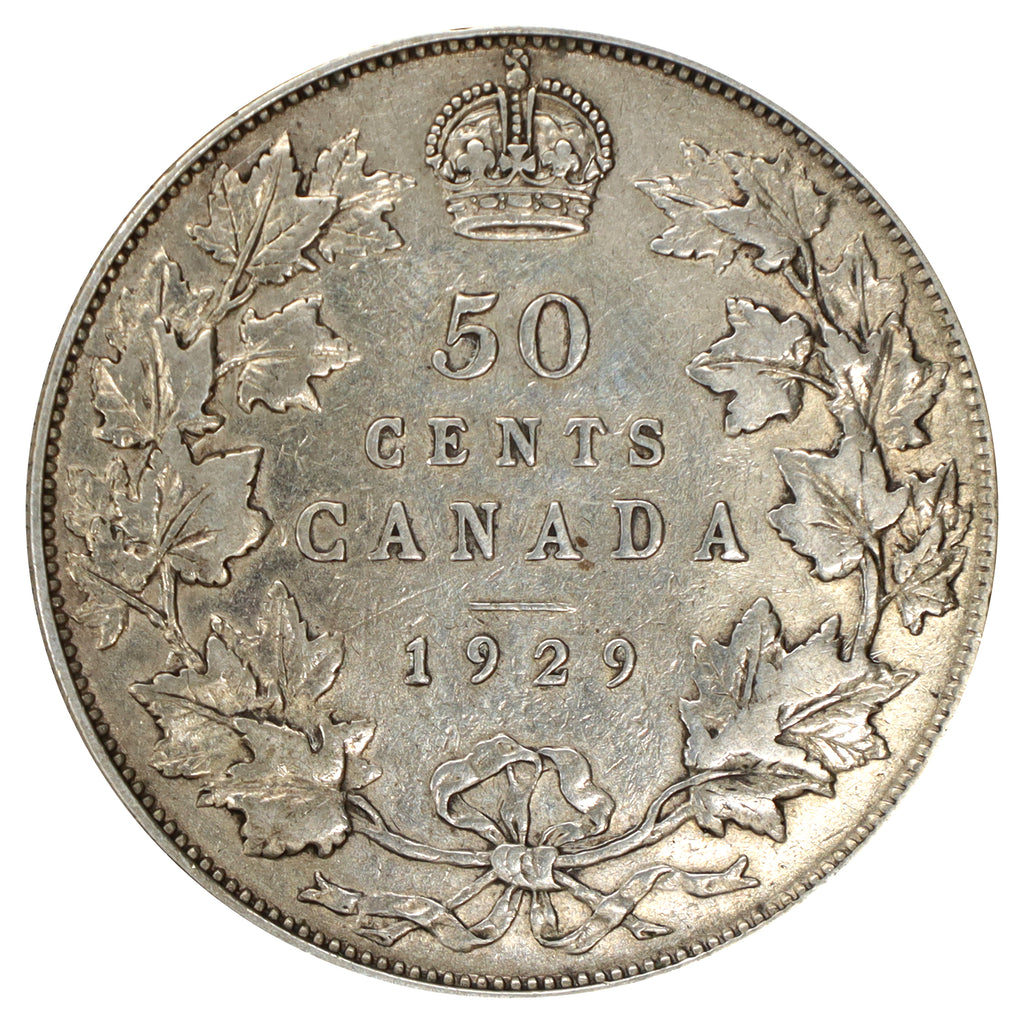 1929 Canada 50-cents F-VF (F15) Scratched, marks, or impaired
