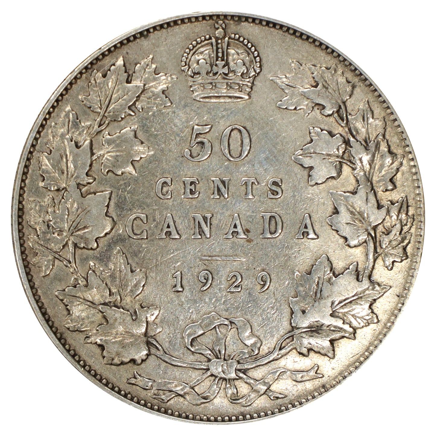 1929 Canada 50-cents F-VF (F15) Scratched, marks, or impaired