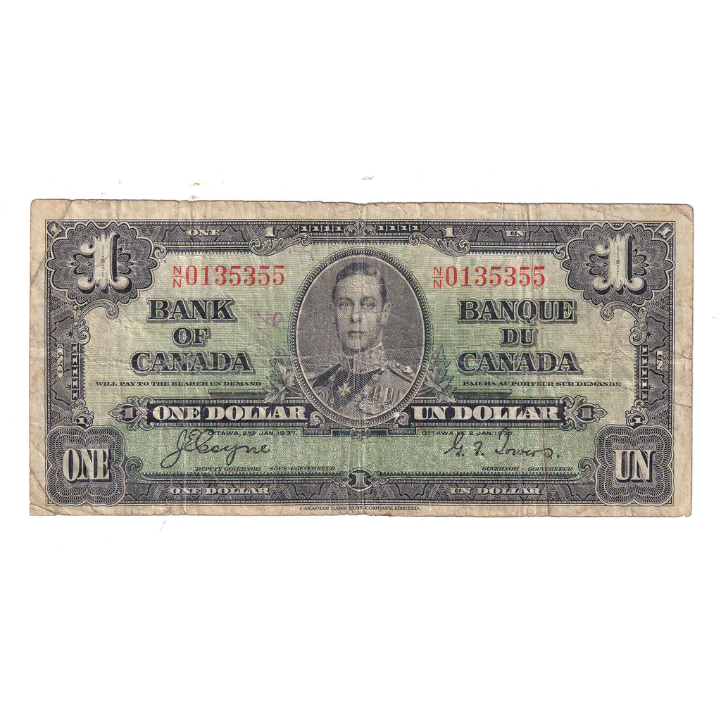 BC-21d 1937 Canada $1 Coyne-Towers, Various Prefixes, Circulated (Tears or impaired)