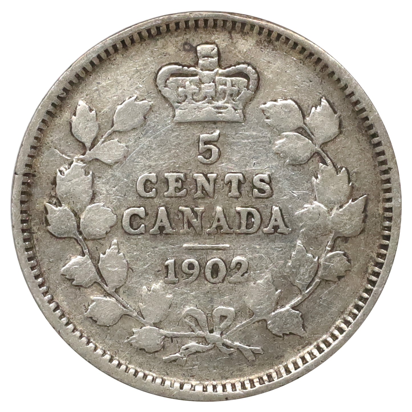 1902 Canada 5-cents Very Good (VG8) Scratched, marks, or impaired