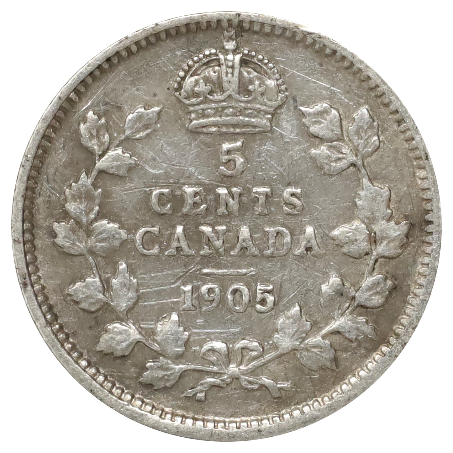 1905 Canada 5-cents Fine (F12) Scratched, marks, or impaired