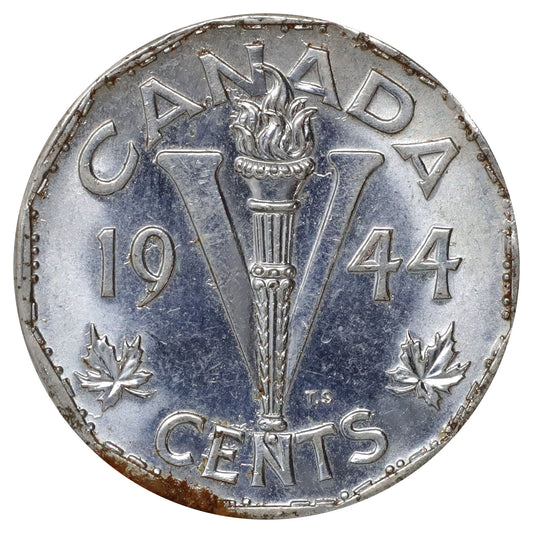 1944 No Chrome Canada 5-cents AU-UNC (AU55) Scratched, marks, or impaired