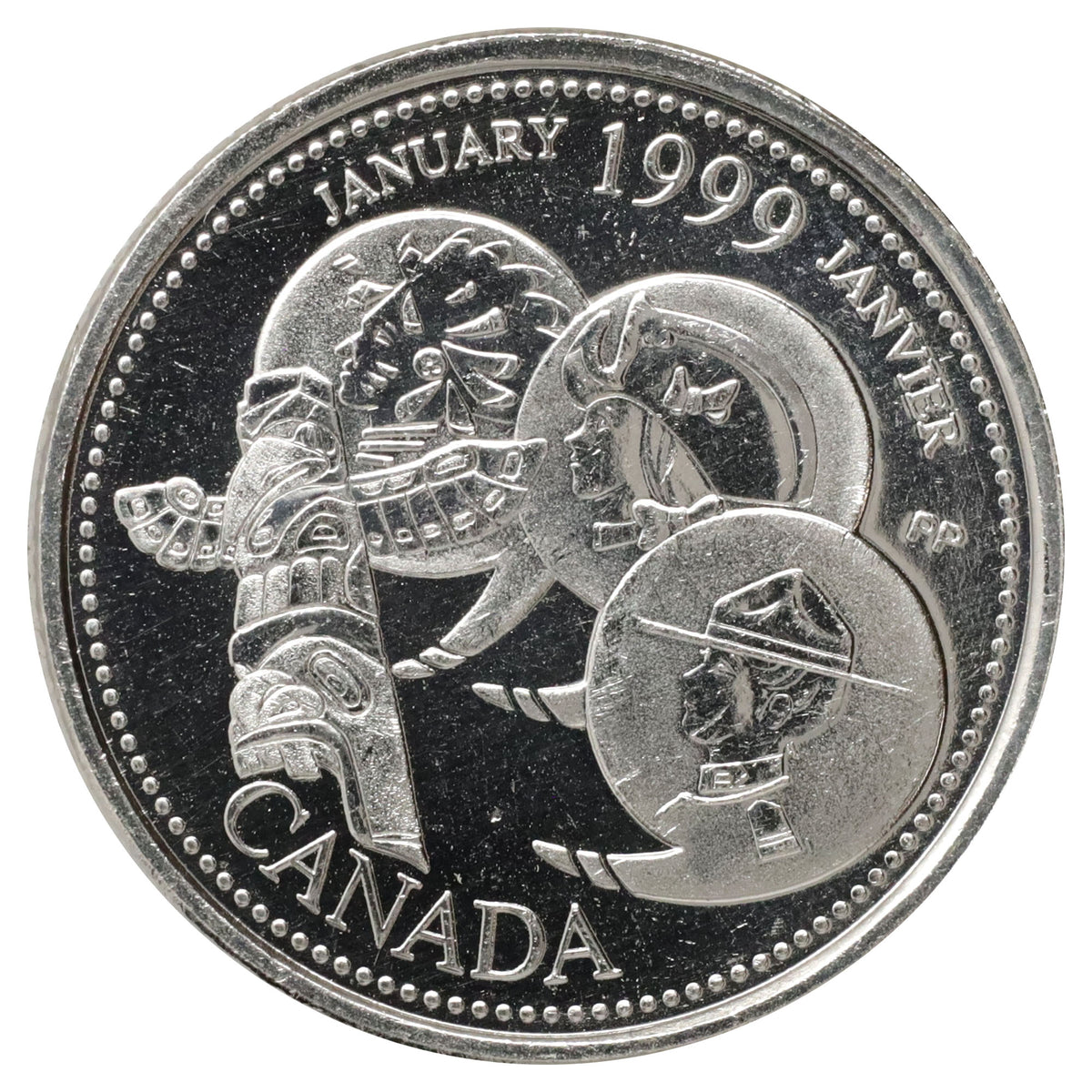 Error 1999 January Dot Canada 25-cents Variety