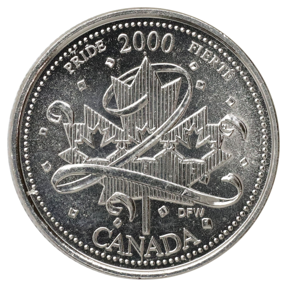 Error 2000 Pride Dot Canada 25-cents Variety Brilliant Uncirculated (MS63)