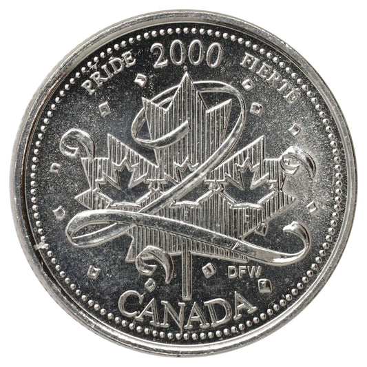Error 2000 Pride Dot Canada 25-cents Variety Brilliant Uncirculated (MS63)