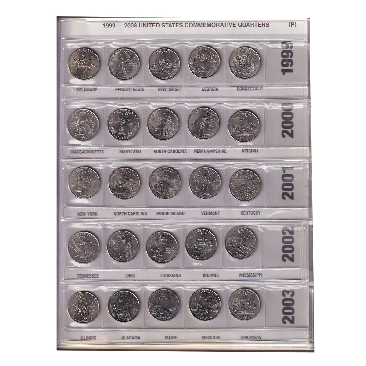 Lot of 100x USA 1999-2008 50 States Quarters in Commemorative Album