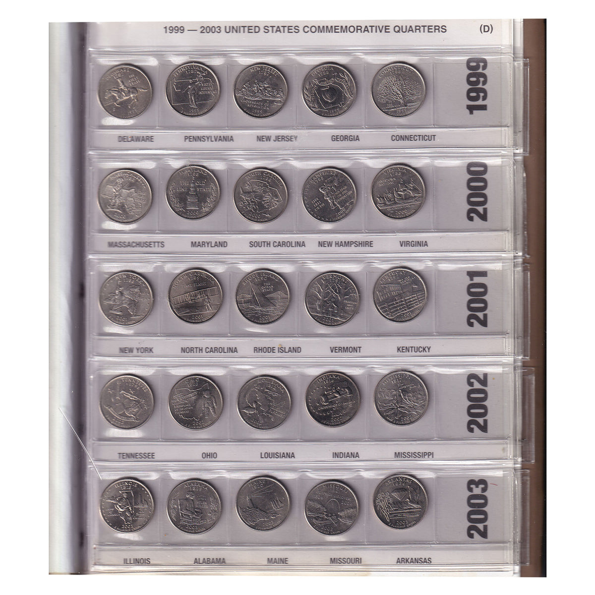 Lot of 100x USA 1999-2008 50 States Quarters in Commemorative Album