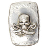 RSSC 2oz Hammered & Antiqued Skull with Swords Silver Bar (No Tax)