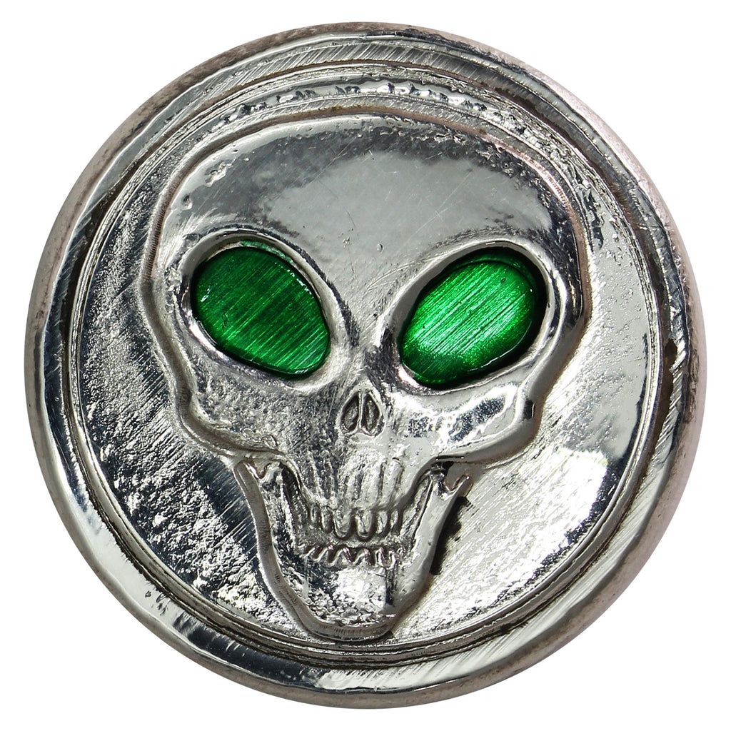 RSSC 1oz Alien w Enameled Green Eyes .999 Silver Round (No Tax) Hairline Scr/Toning