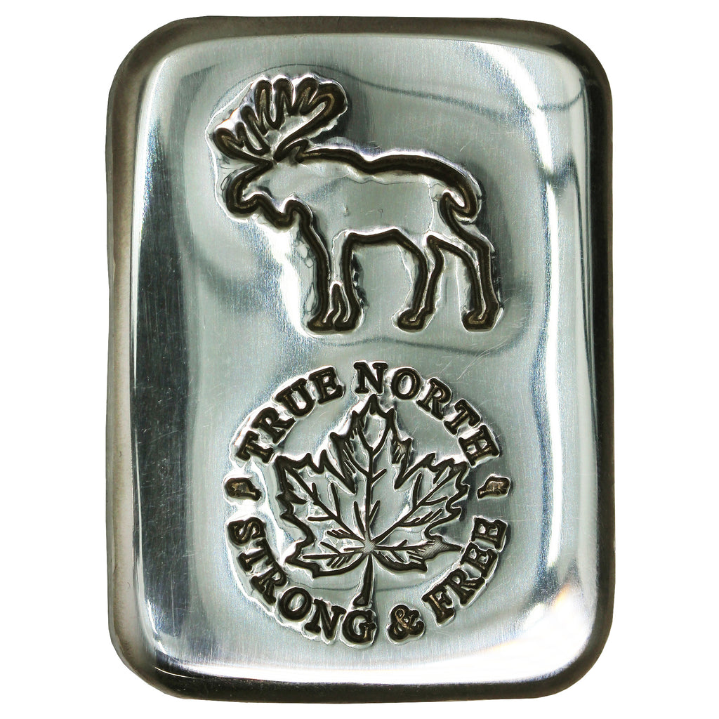 RSSC 5oz Moose w True North, Strong & Free Emblem Silver (No Tax) Hairline Scratches