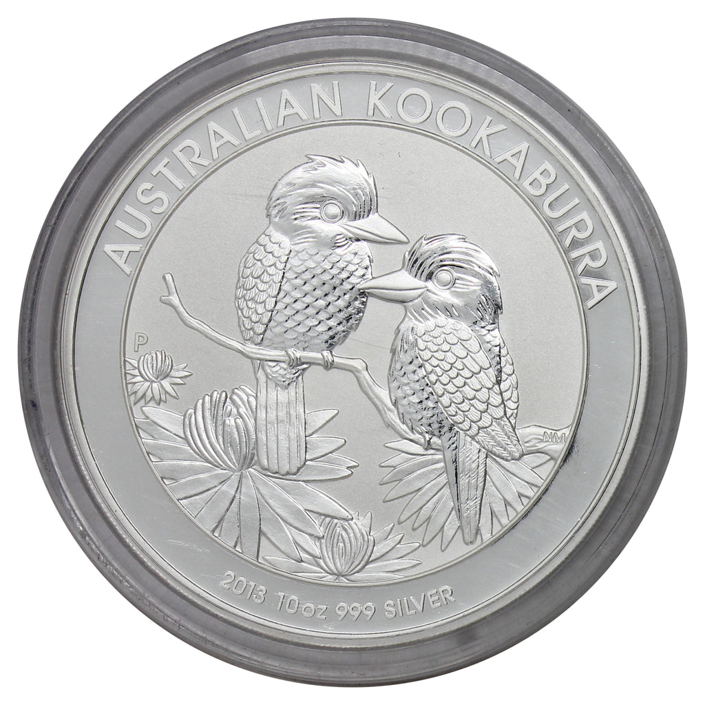 2013 Australia $10 Kookaburra 10oz Silver (No Tax) Scratches on Capsule