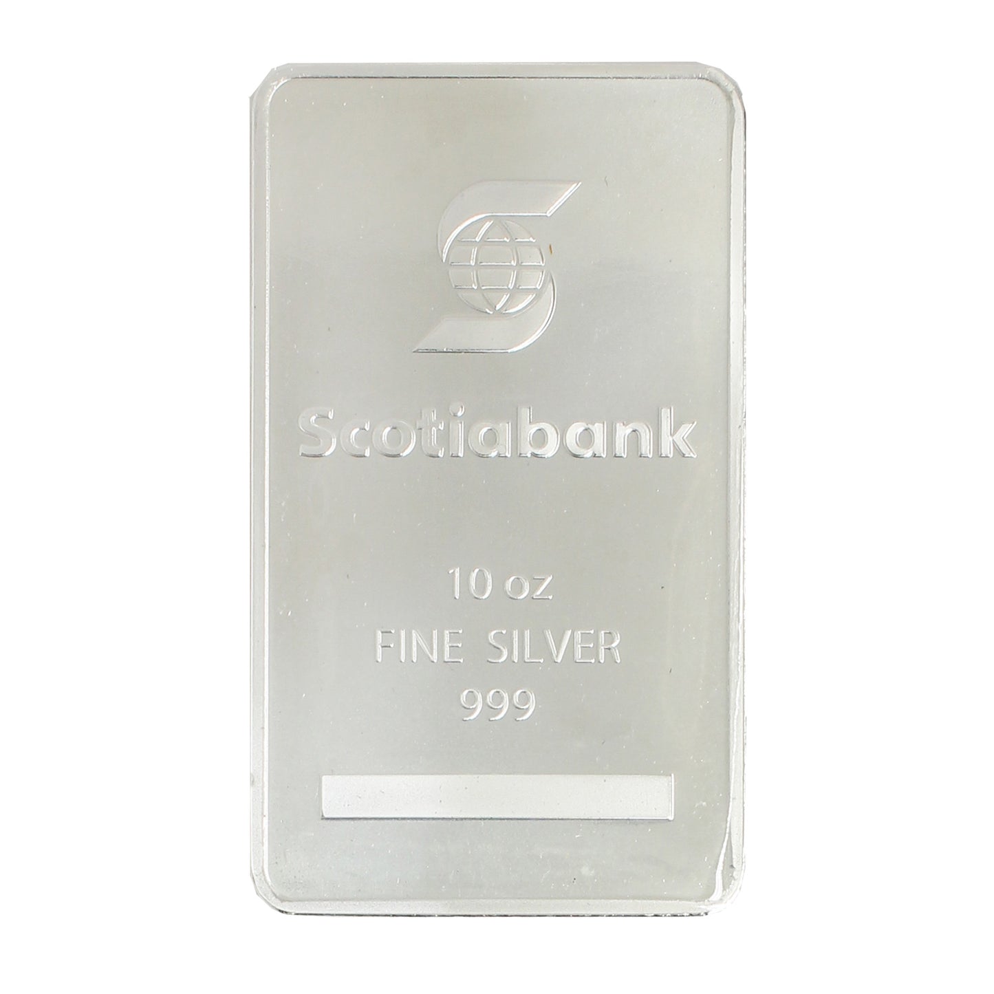 Scotiabank 10oz Repeated Logo Back .999 Fine Silver Bar (No Tax) Flaws