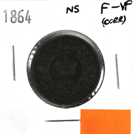 1864 Nova Scotia 1 Cent F-VF (F15) Corrosion, marks, or impaired