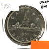 1951 Canada Dollar UNC+ (MS62) Scratched, cleaned, or impaired