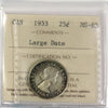1953 Large Date Canada 25-cents ICCS Certified MS63