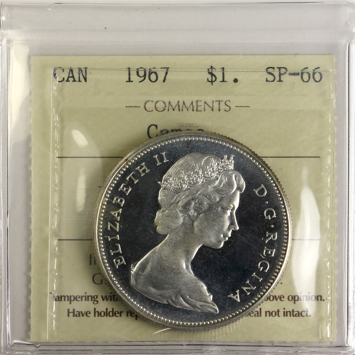 1967 Canada Dollar ICCS Certified SP66 Cameo