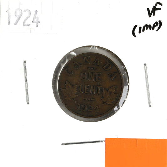 1924 Canada 1-cent Very Fine (VF-20) Spots, scratched, or impaired