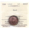 1942 Canada 1-cent ICCS Certified MS64 Red