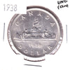 1938 Canada Dollar Uncirculated (MS60) Scratched, Cleaned, or Impaired