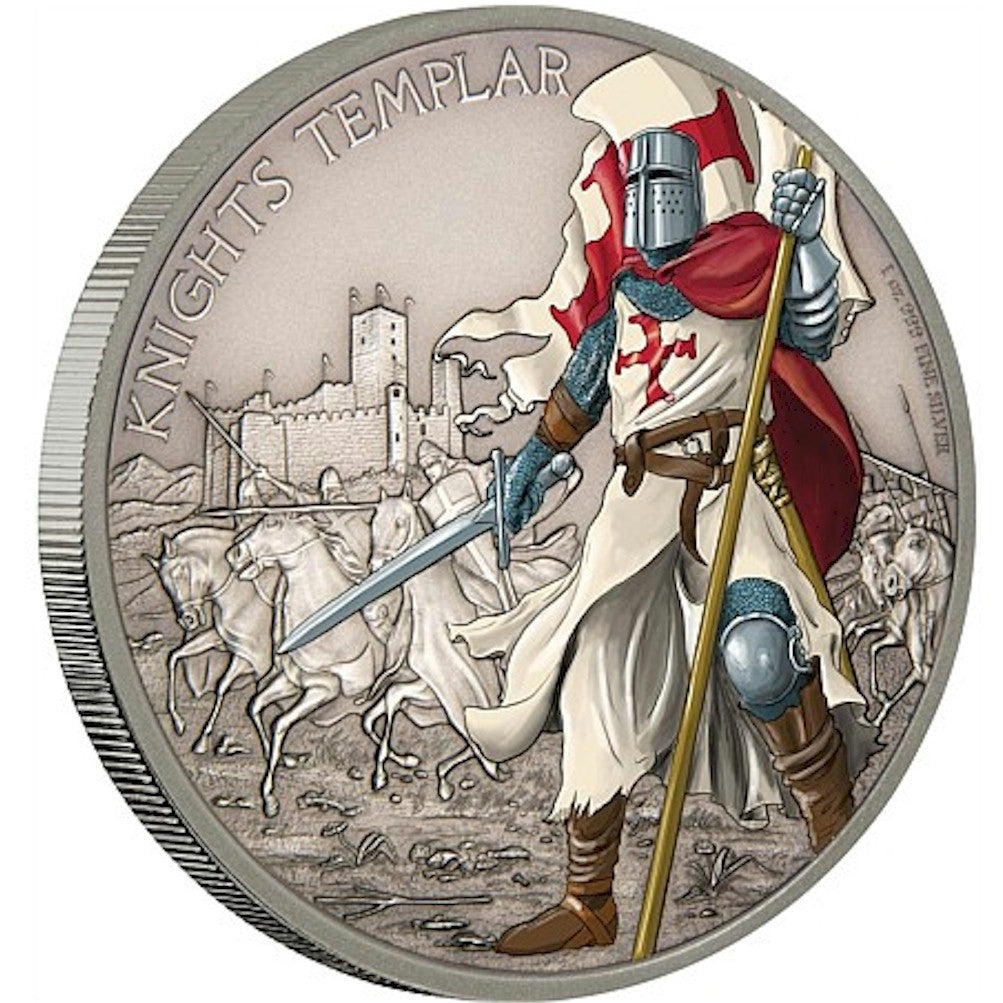 2017 Niue $2 Warriors of History - Knights Templar Antique Finish Fine Silver (No Tax)