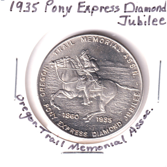 1935 Pony Express Diamond Jubilee Medallion: Changing Ponies (A little toning)
