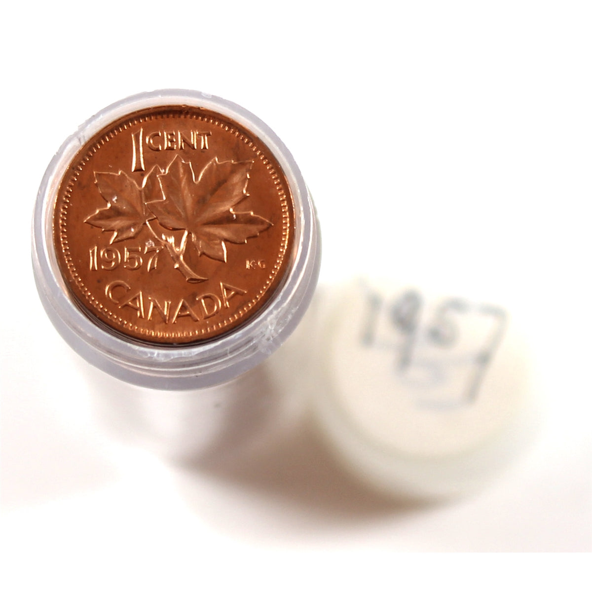 1957 Canada 1-cent Roll of 50Pcs, Mint State (Some Toned) - Very Scarce!