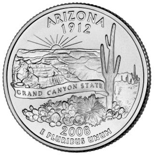 2008-D Arizona USA Statehood Quarter Uncirculated (MS60)