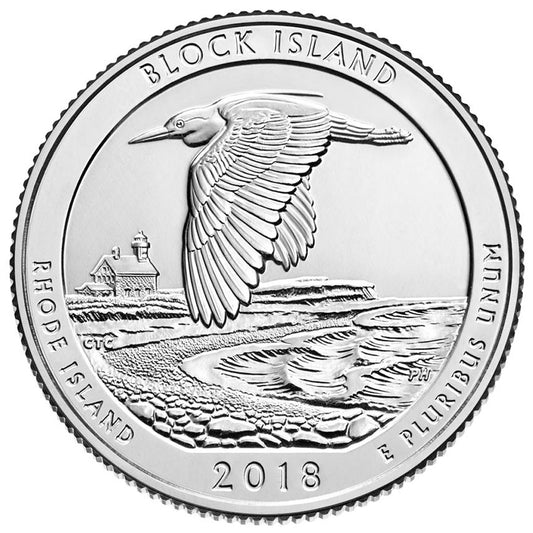 2018-Block Island-D USA National-Parks Quarter Uncirculated (MS-60)
