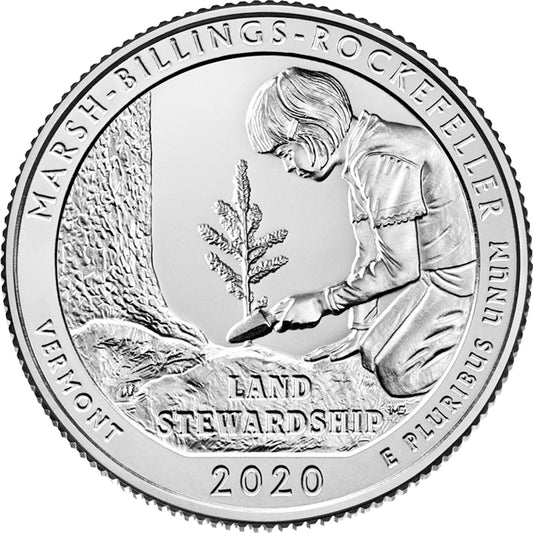 2020-D Marsh Billings-Rockefeller USA National Parks Quarter Uncirculated (MS-60)