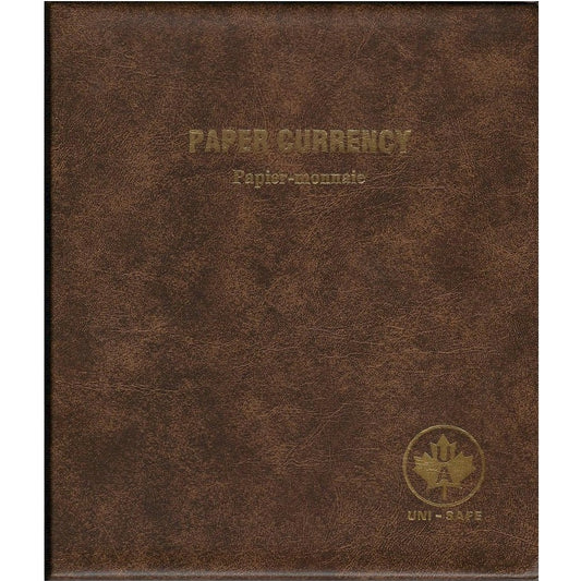 Unimaster Paper Currency Brown Vinyl Binder