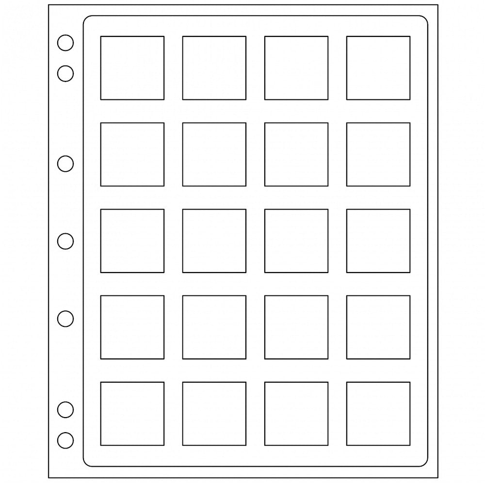 2x 20-Pocket ENCAP Binder Pages for Quadrum Square Capsules