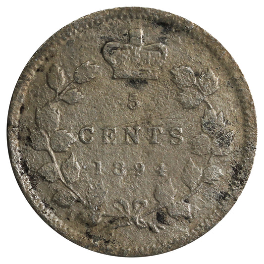 1894 Canada 5-cents Very Fine (VF20) Impaired