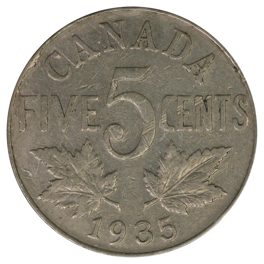 1935 Canada 5-cents F-VF (F15) Scratched