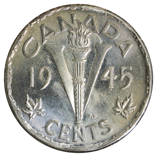 1945 Partial Chrome Canada 5-cents UNC (MS60)