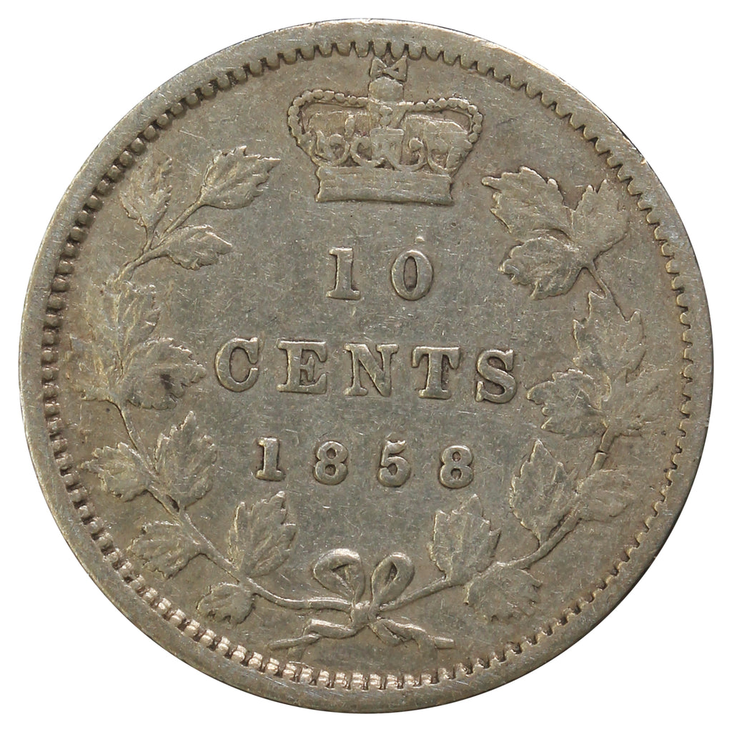 1858 Canada 10-cents VG-F (VG10) Impaired