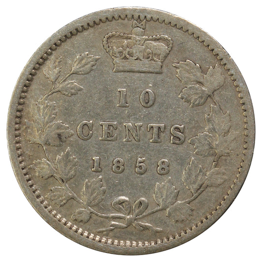 1858 Canada 10-cents VG-F (VG10) Impaired