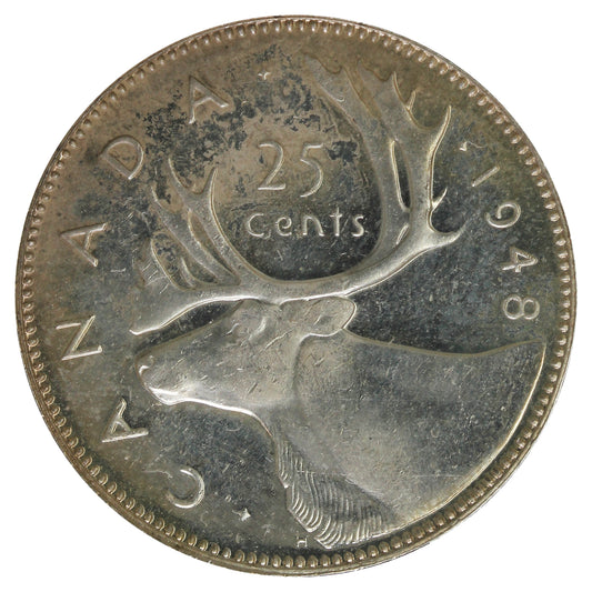 1948 Canada 25-cents UNC+ (MS62) Toned