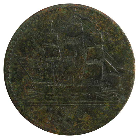 PE-10-1 No Date (1829) PEI Ships Colonies & Commerce Token Very Good (VG8) Corrosion