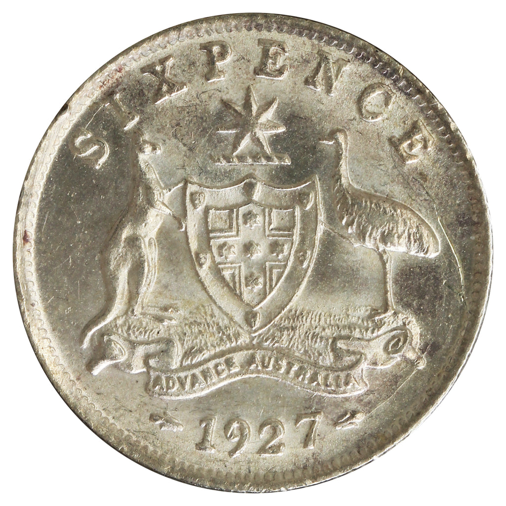 Australia 1927 6 Pence Brilliant Uncirculated (MS63) Scratched