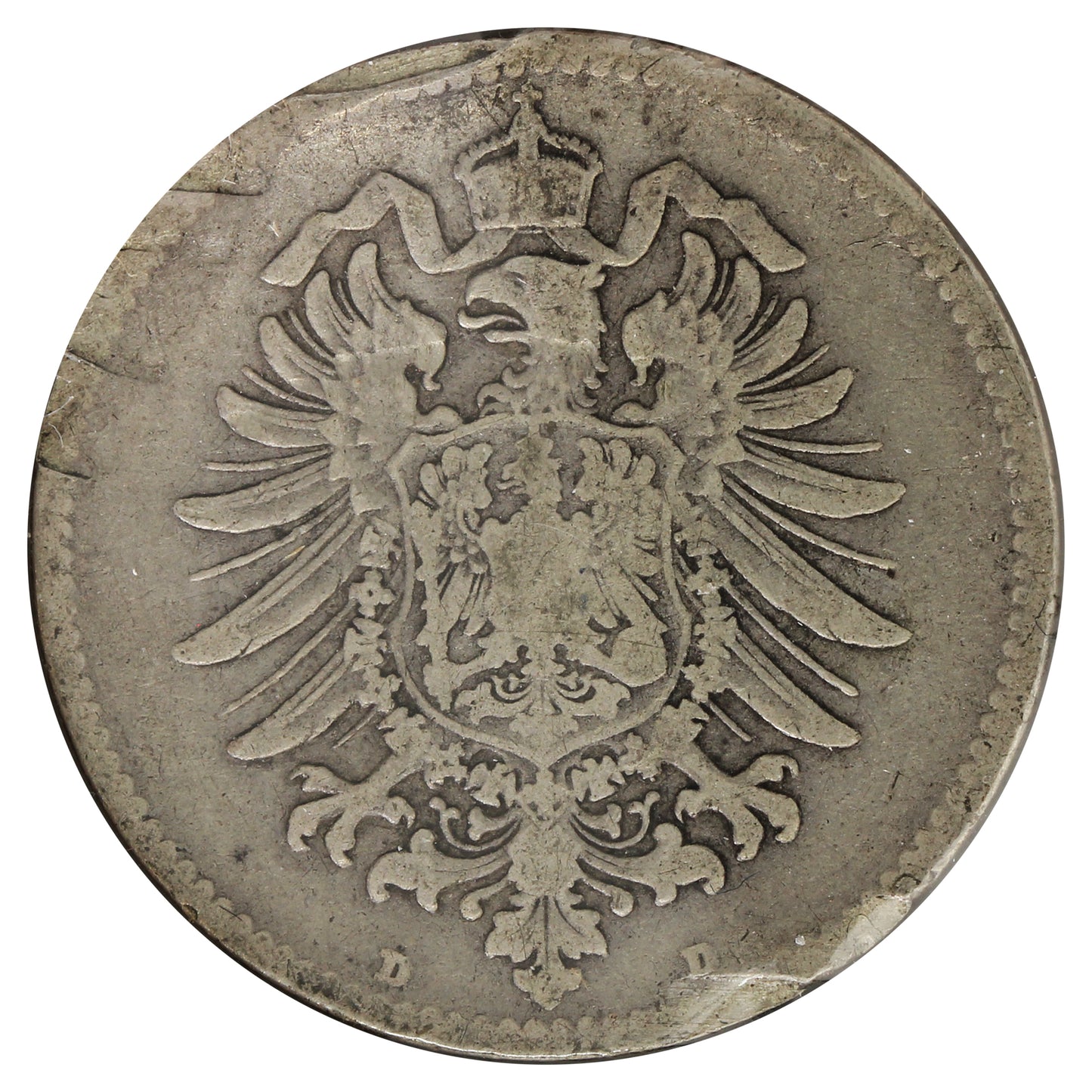 Germany 1880D 1 Mark VF-EF (VF30) Impaired