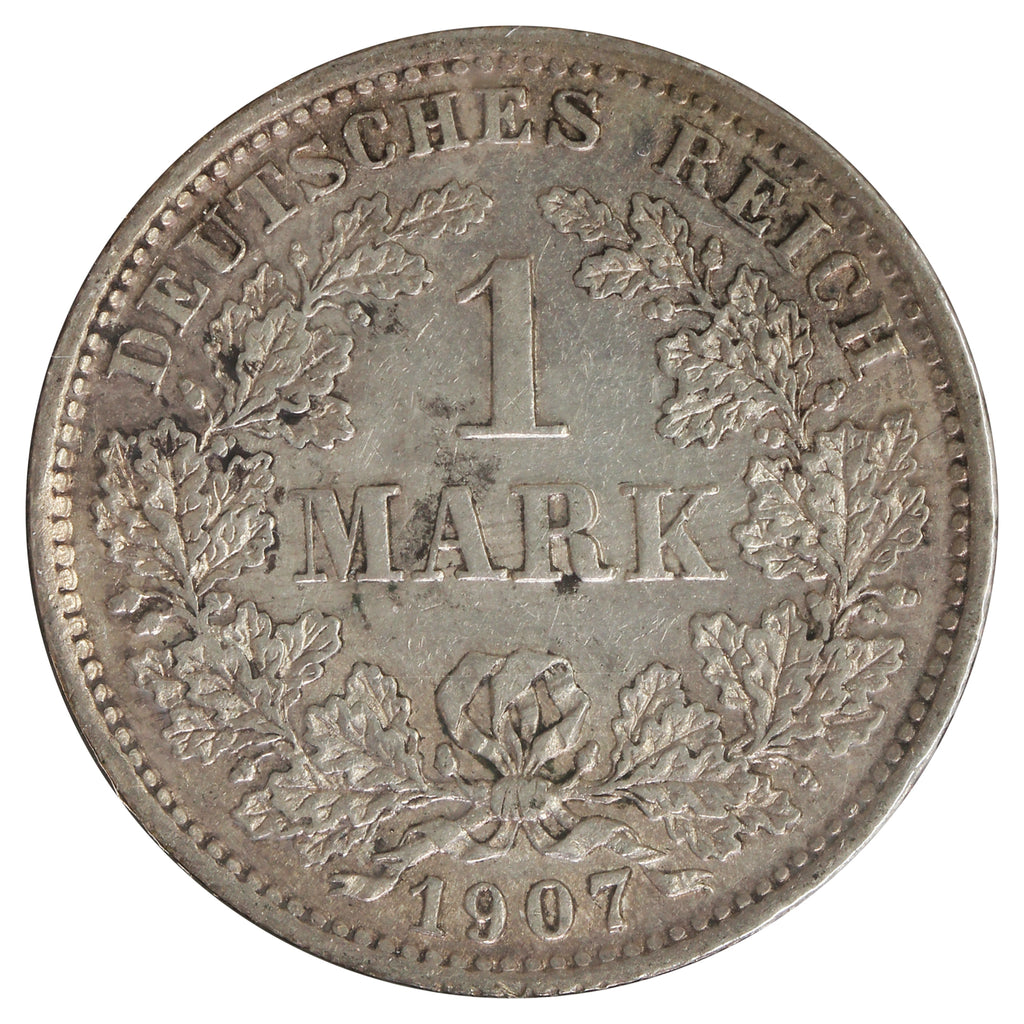 Germany 1907E 1 Mark EF-AU (EF45) Scratched
