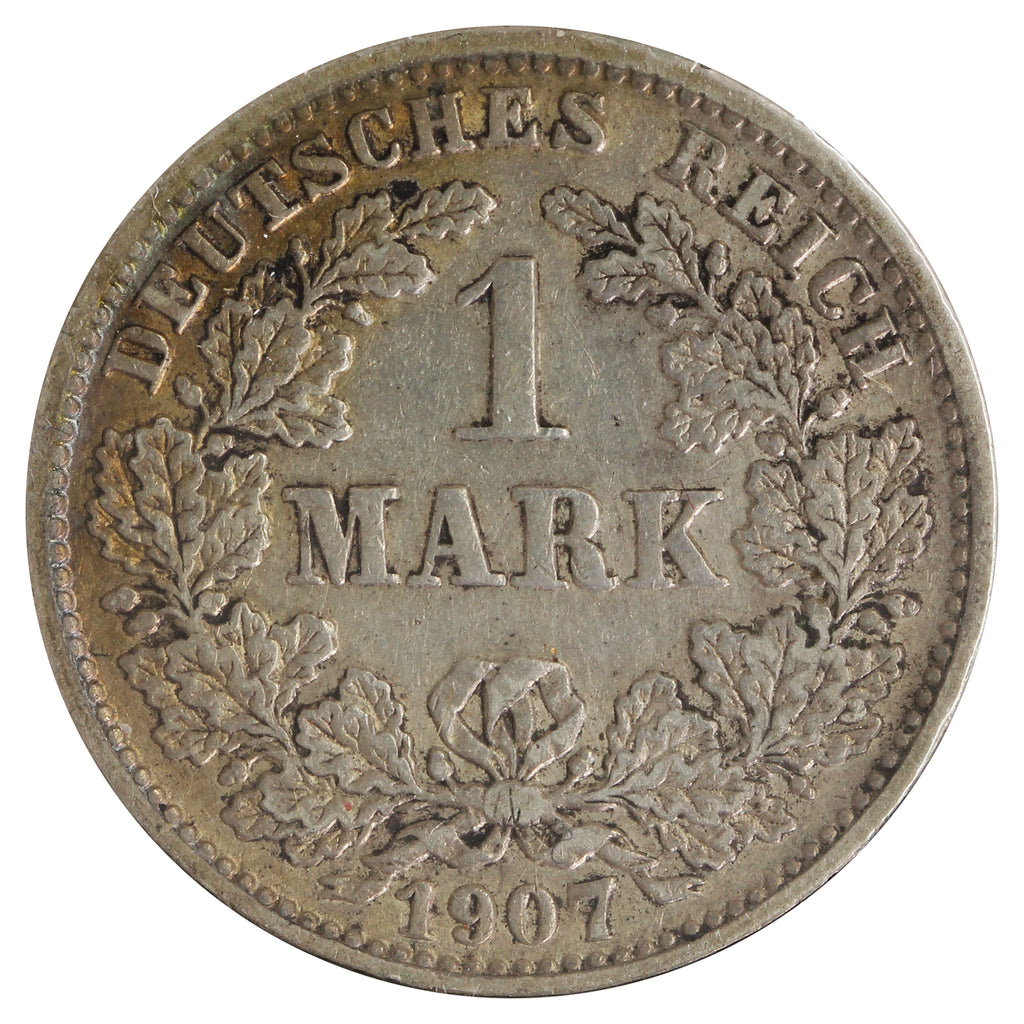Germany 1907J 1 Mark VF-EF (VF30) Scratched