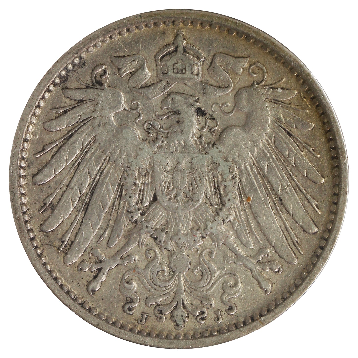 Germany 1907J 1 Mark VF-EF (VF30) Scratched