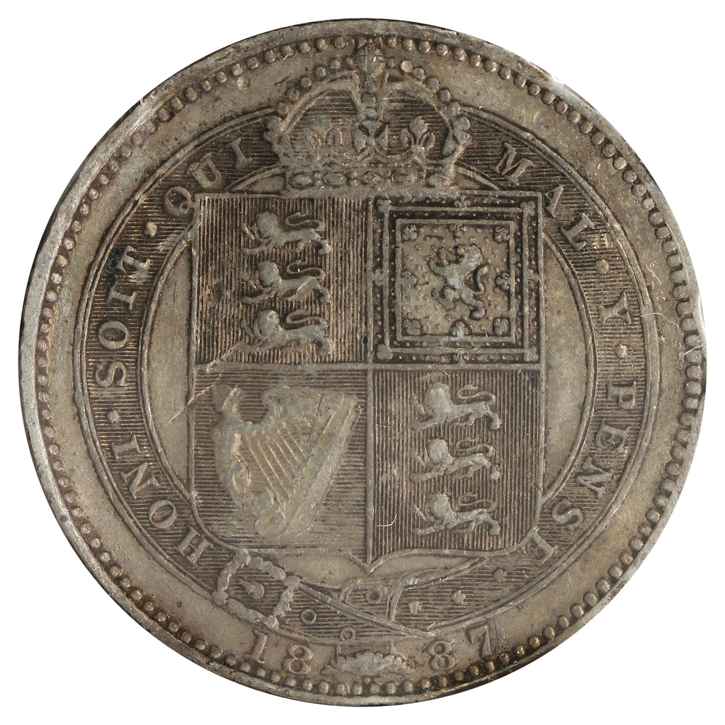 Great Britain 1887 Shilling Extra Fine (EF40) Impaired