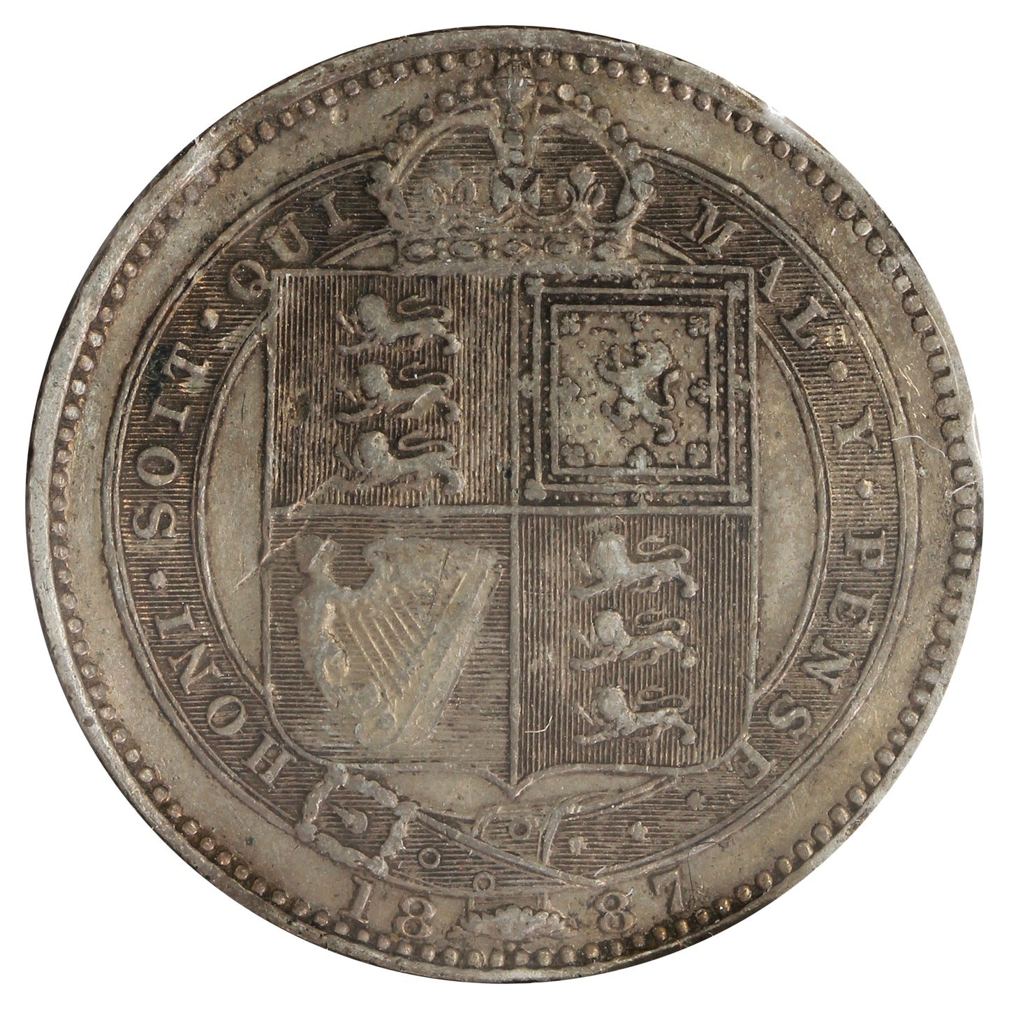 Great Britain 1887 Shilling Extra Fine (EF40) Impaired